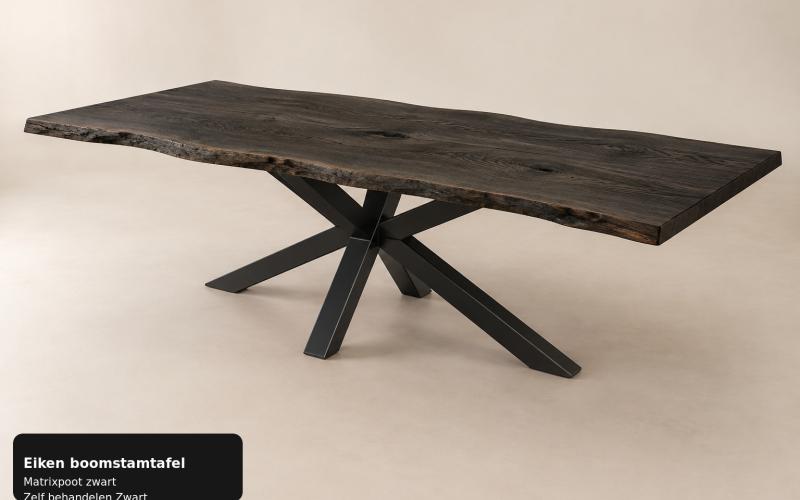 Eiken boomstamtafel op maat &ndash; zelf samenstellen